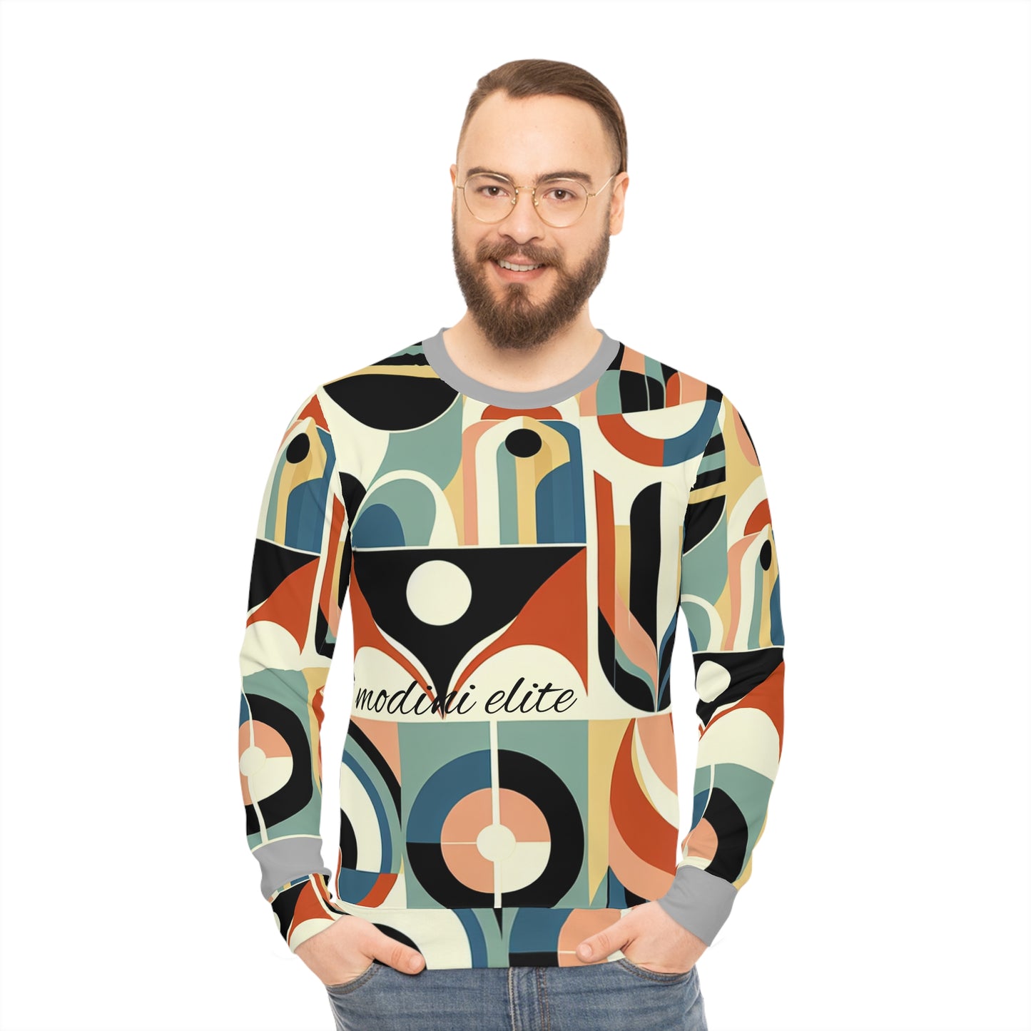Abstract Geometric Lightweight Sweatshirt - Stylish Cozy Layer for Art Lovers