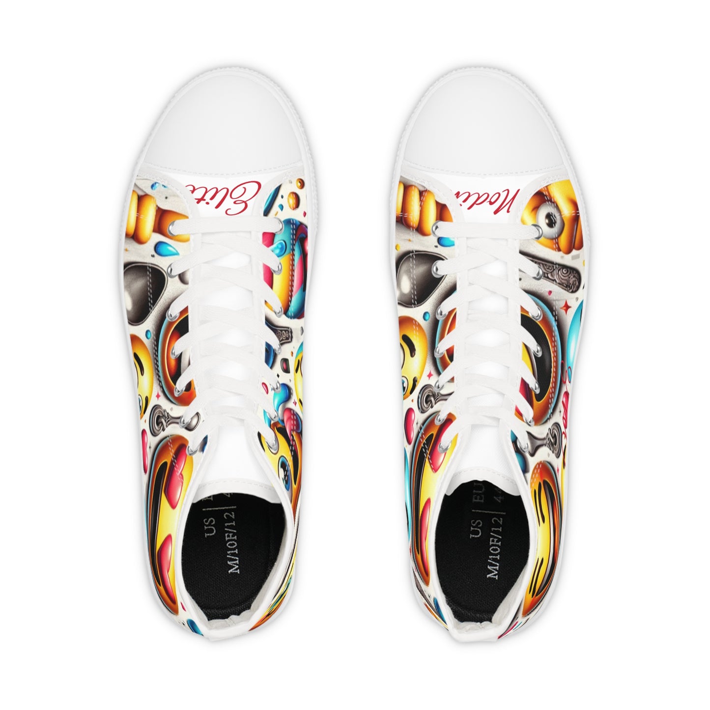 Men's Colorful High Top Sneakers - Fun Artistic Design