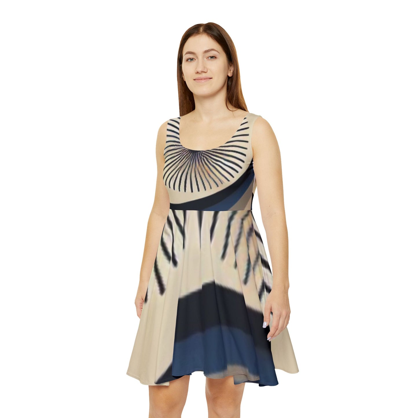 Elegant Geometric Women's Skater Dress - Perfect for Casual Outings & Special Occasions