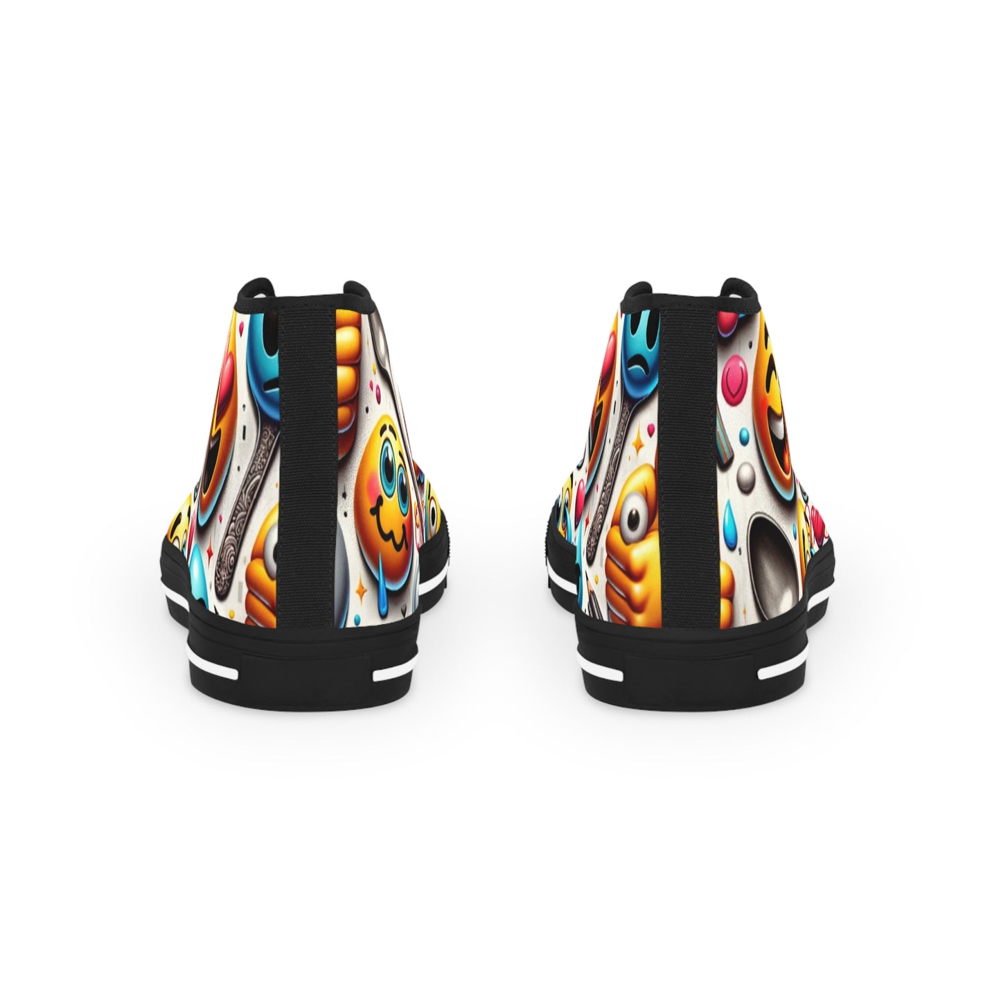Men's Colorful High Top Sneakers - Fun Artistic Design