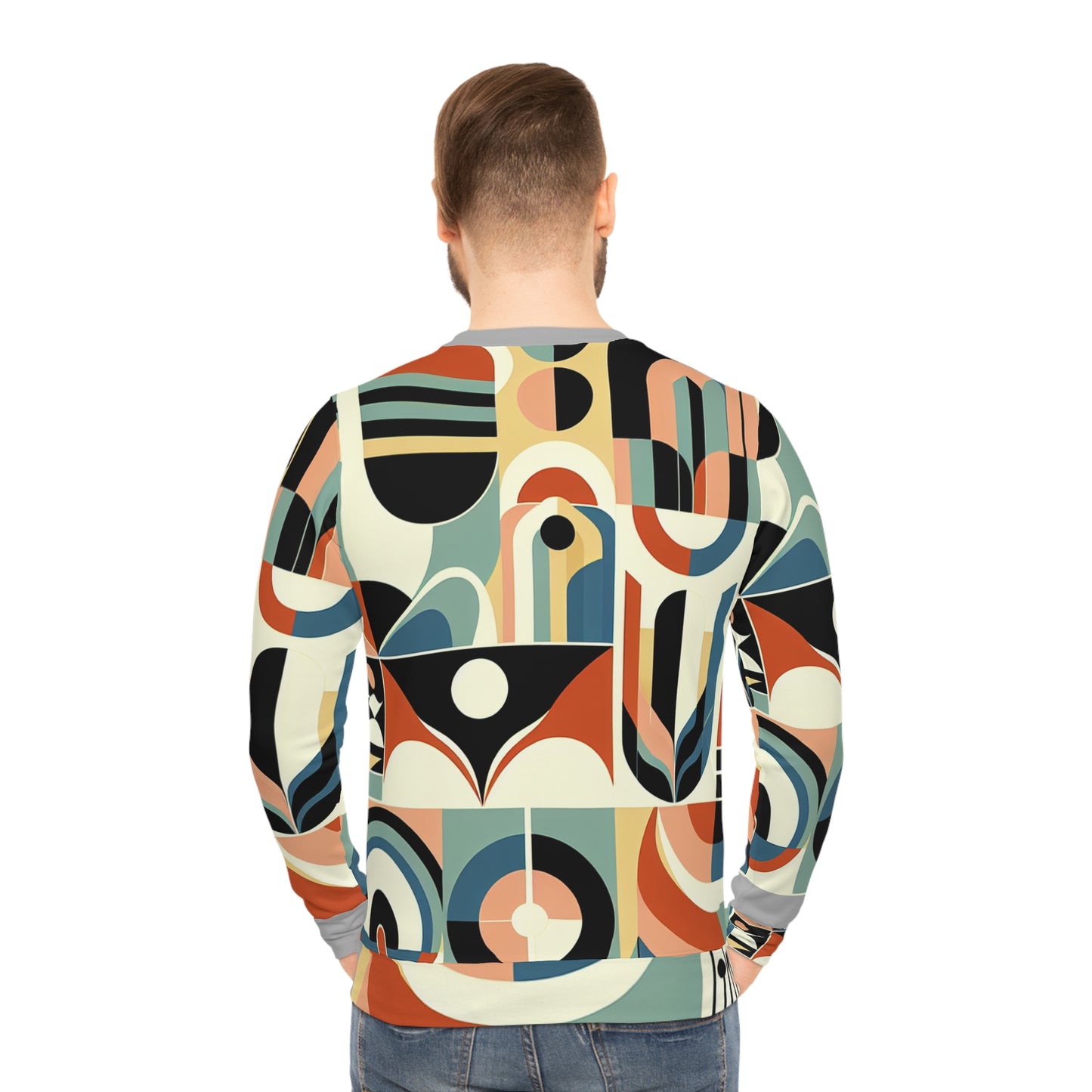 Abstract Geometric Lightweight Sweatshirt - Stylish Cozy Layer for Art Lovers