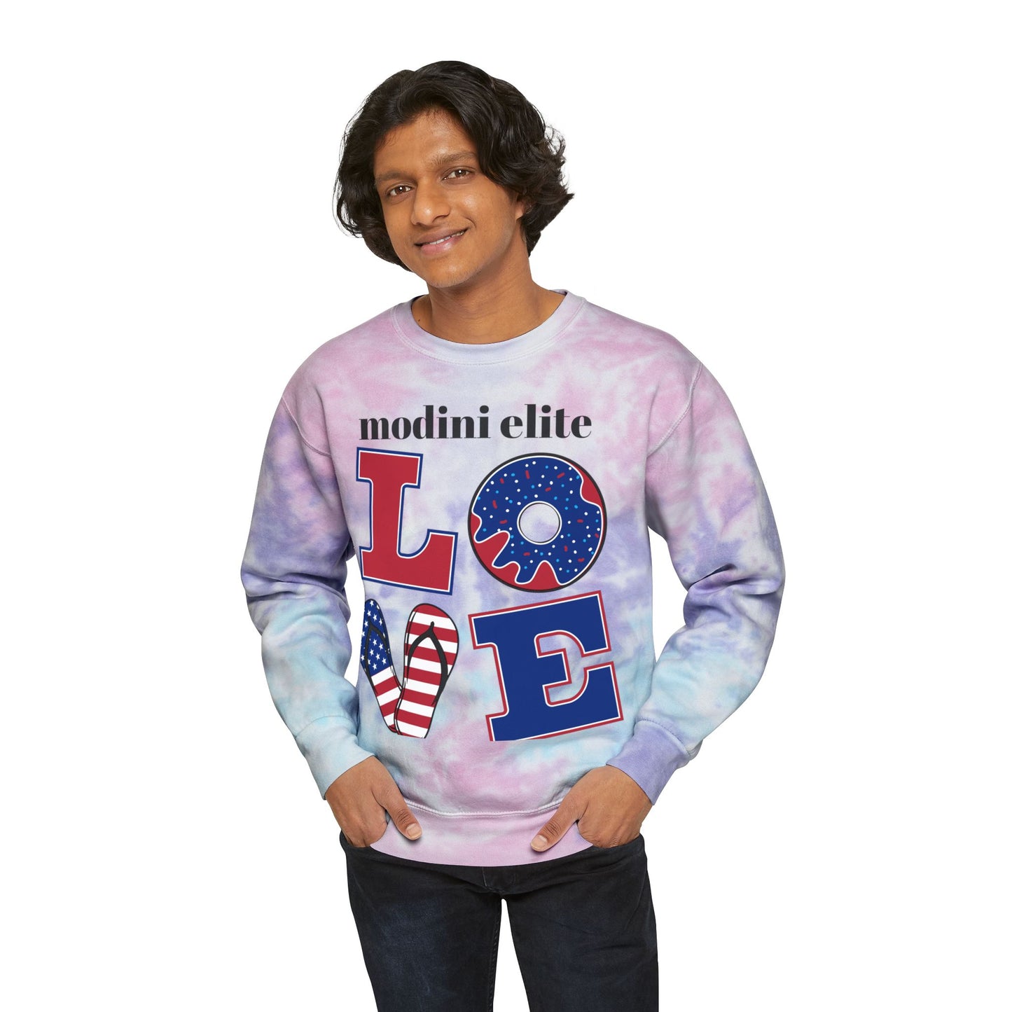 Unisex Tie-Dye Sweatshirt with 'LOVE' Design - Perfect for Celebrations and Casual Wear