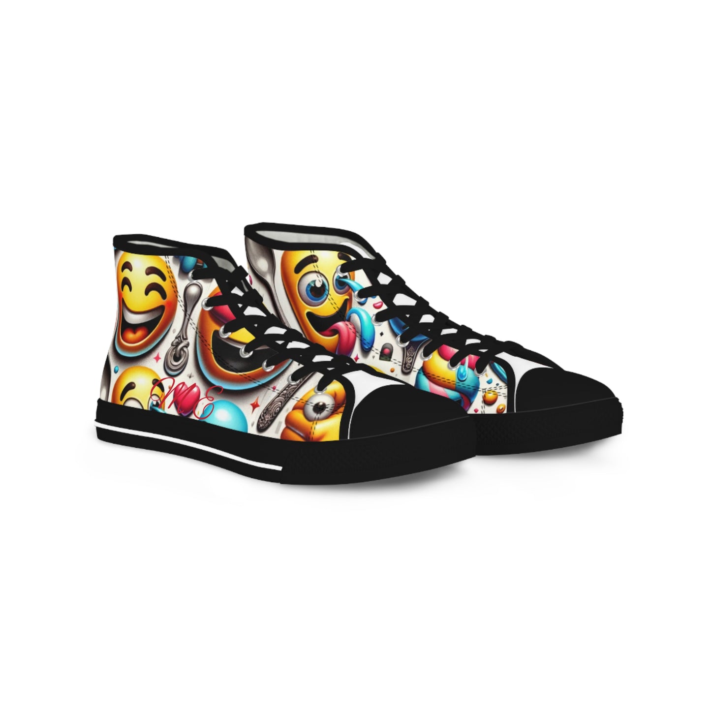 Men's Colorful High Top Sneakers - Fun Artistic Design