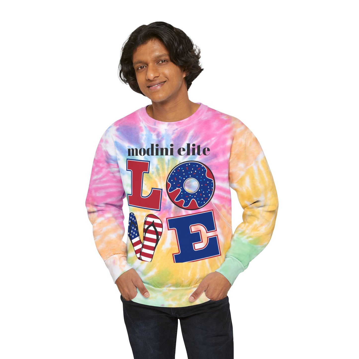 Unisex Tie-Dye Sweatshirt with 'LOVE' Design - Perfect for Celebrations and Casual Wear