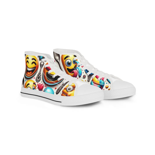 Men's Colorful High Top Sneakers - Fun Artistic Design