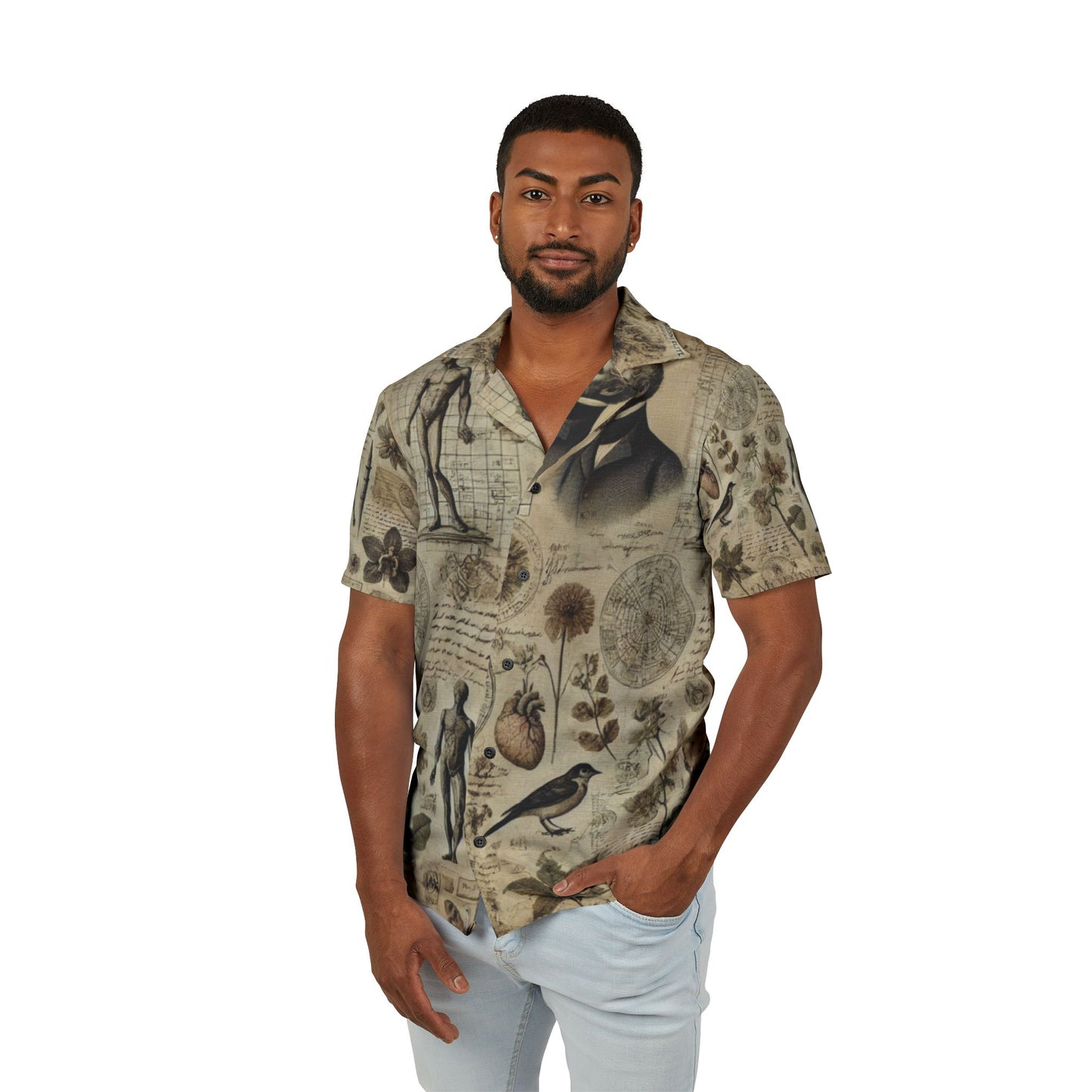 Vintage Botanical Hawaiian Camp Shirt for Men - Perfect for Summer Adventures