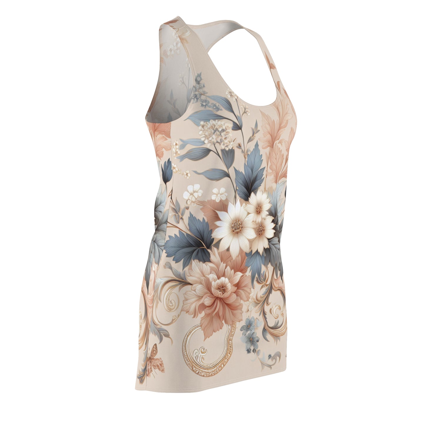 Floral Women's Cut & Sew Racerback Dress – Elegant & Comfortable Summer Style