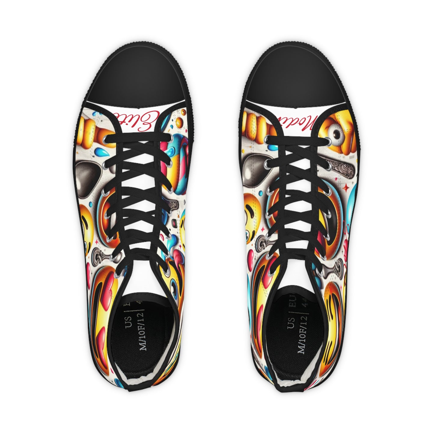 Men's Colorful High Top Sneakers - Fun Artistic Design