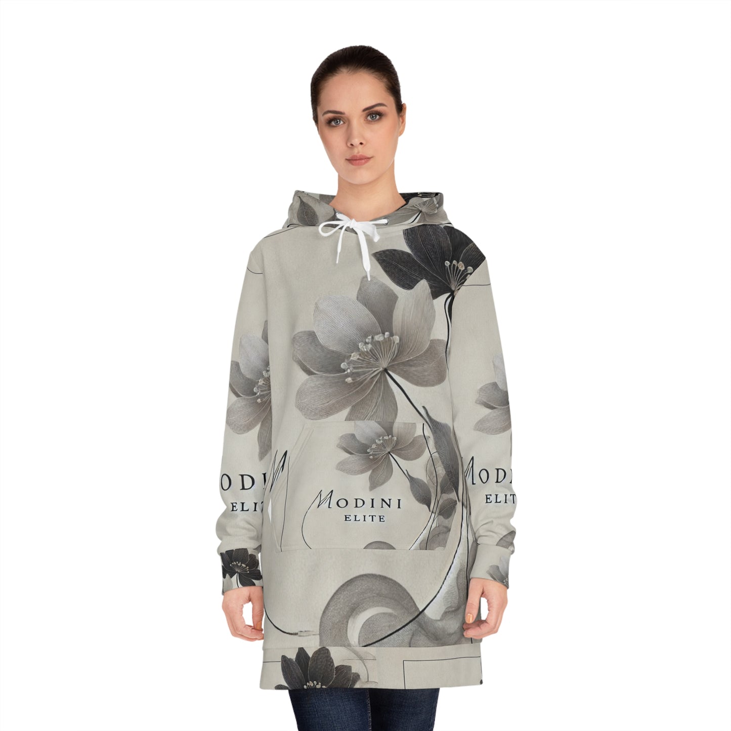 Chic Floral Women's Hoodie Dress, Stylish Casual Wear, Comfortable Layering, Perfect for Fall, Birthday Gifts, Coziness in Style