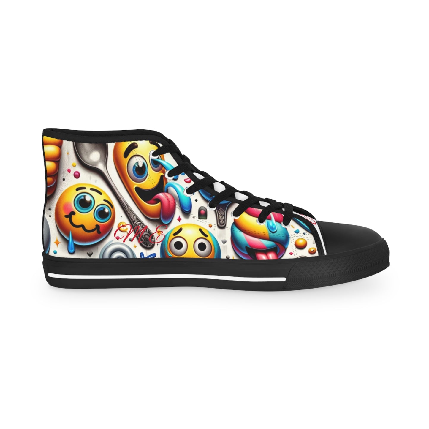 Men's Colorful High Top Sneakers - Fun Artistic Design
