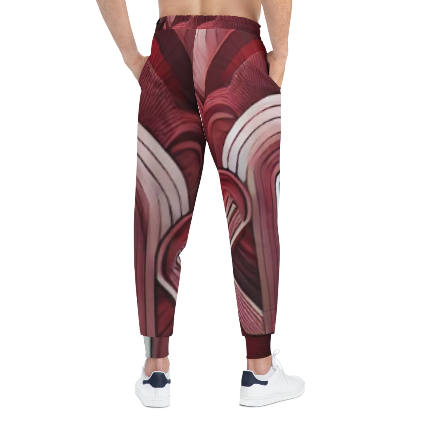 Stylish Athletic Joggers with Abstract Red Design - Comfortable Sportswear for Active Lifestyles