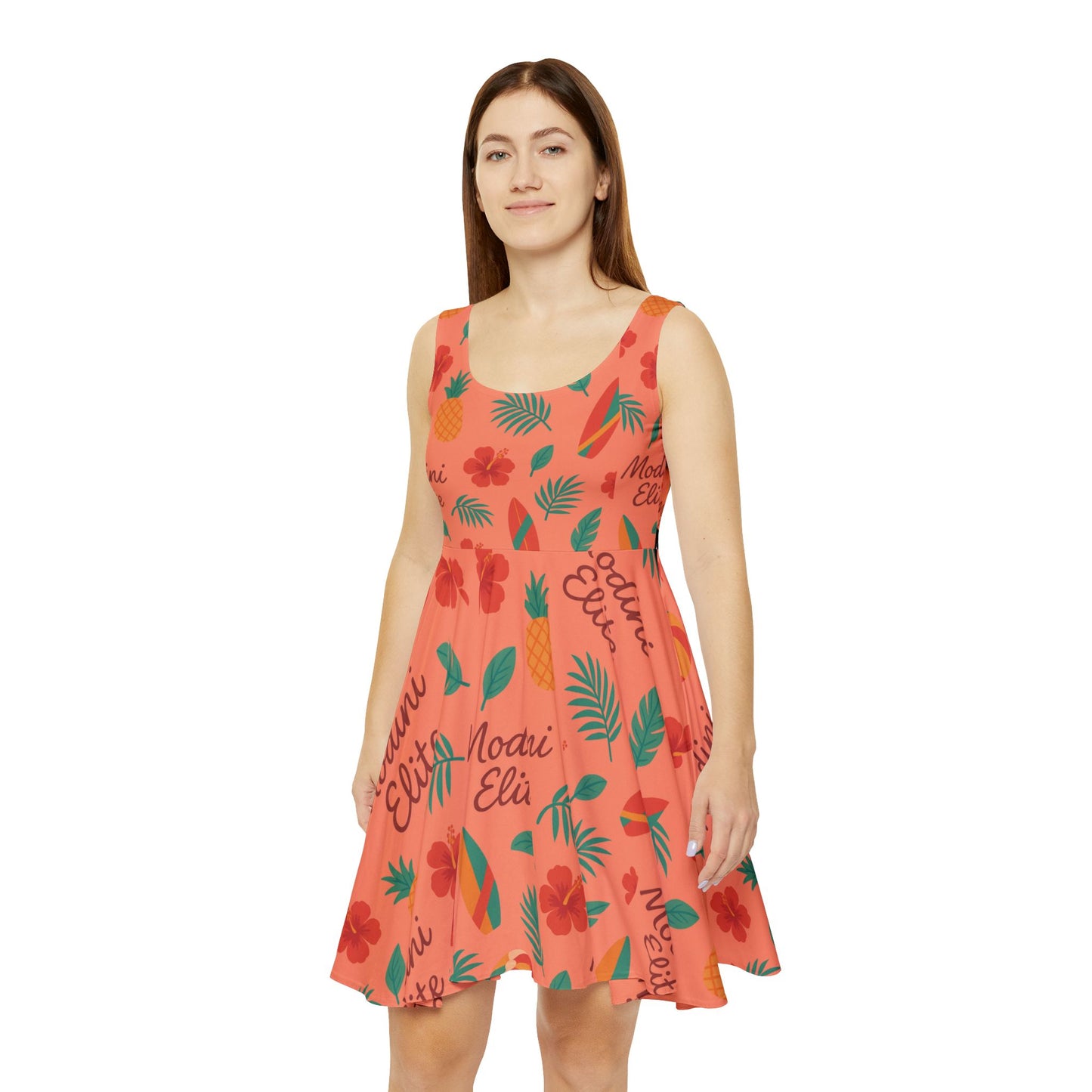 Tropical Floral Skater Dress, Summer Dress, Beach Party Outfit, Vacation Wear, Casual Women’s Dress, Floral Print AOP Dress