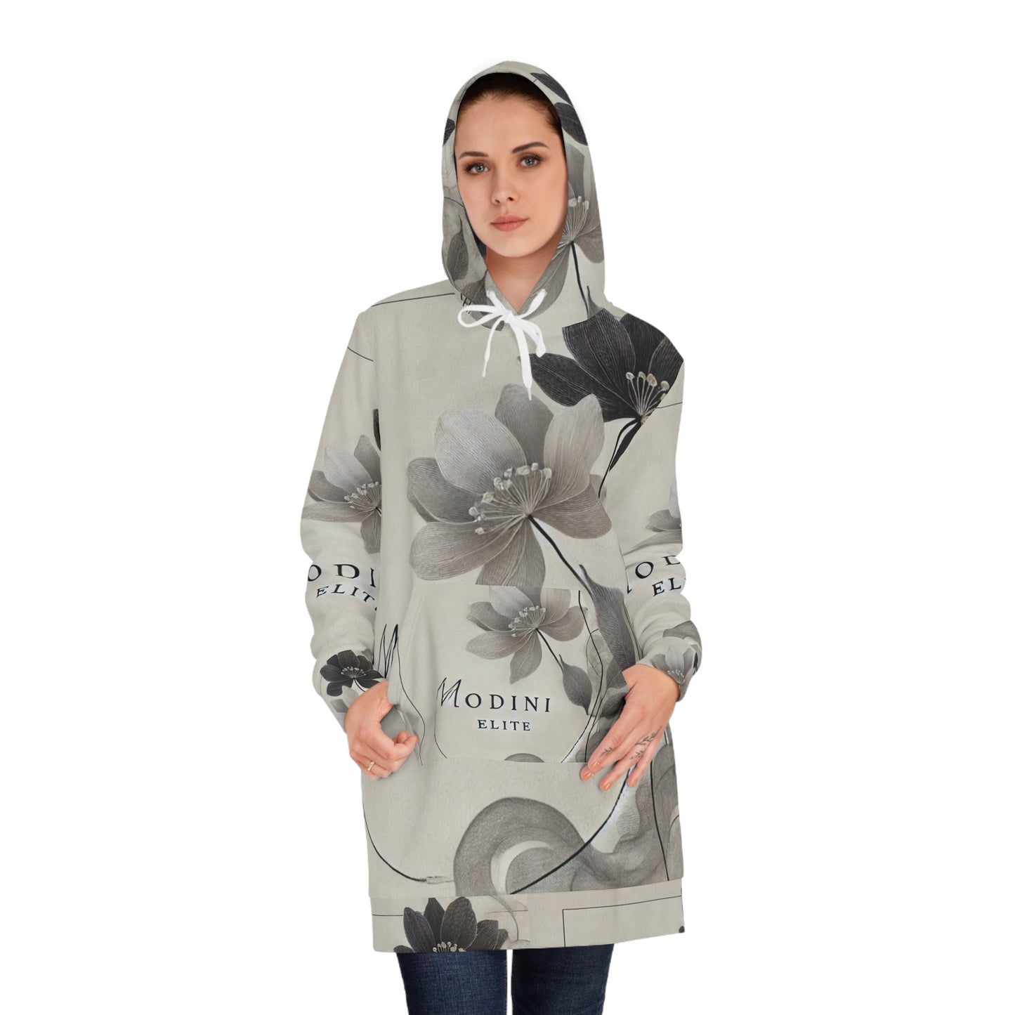 Chic Floral Women's Hoodie Dress, Stylish Casual Wear, Comfortable Layering, Perfect for Fall, Birthday Gifts, Coziness in Style