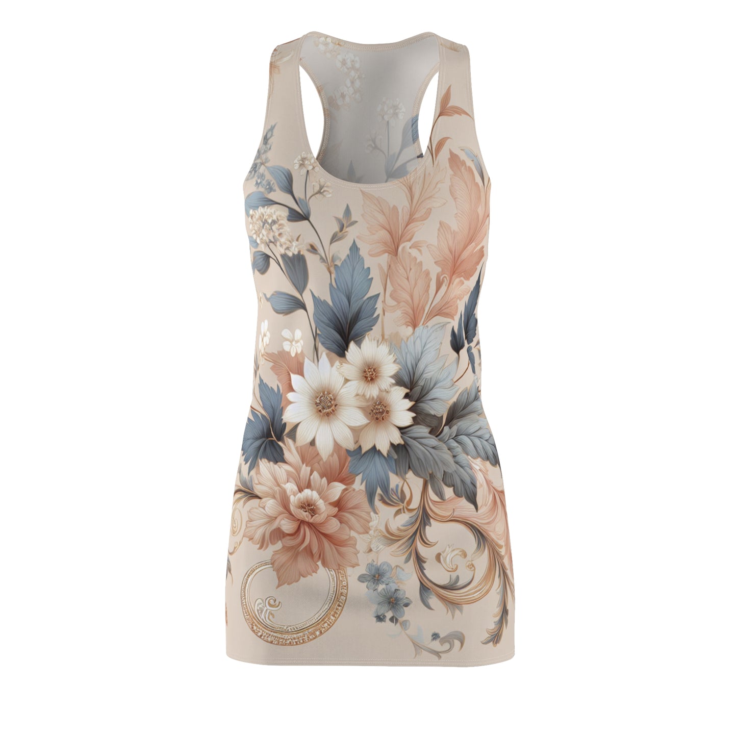 Floral Women's Cut & Sew Racerback Dress – Elegant & Comfortable Summer Style