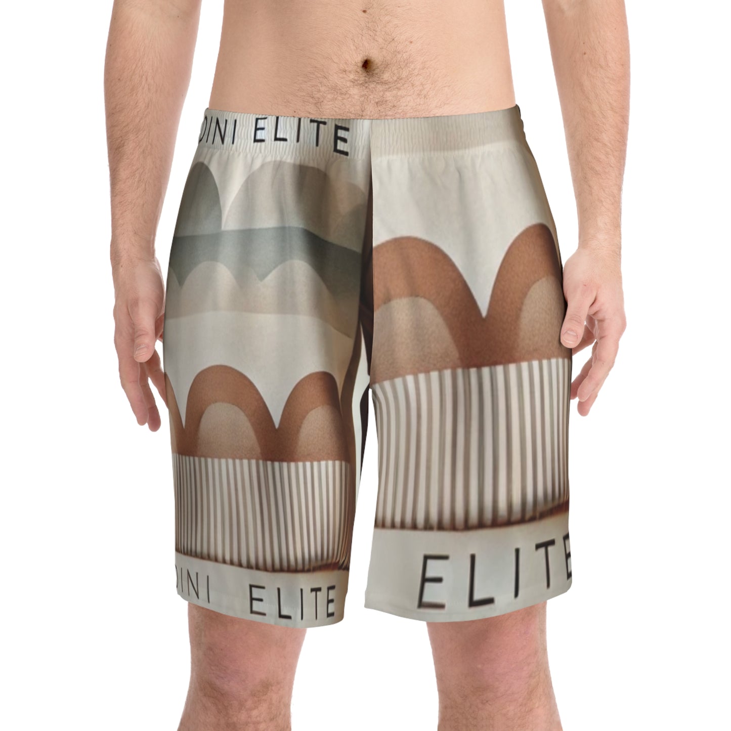 Men's Modern Beach Shorts with Abstract Waves Design