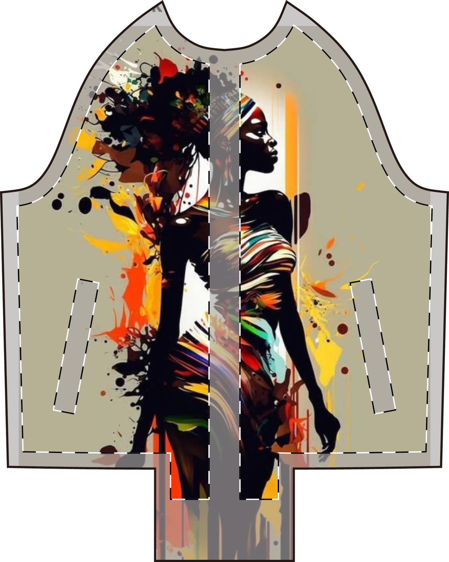 Artistic Women's Varsity Jacket - Colorful Afrocentric Design