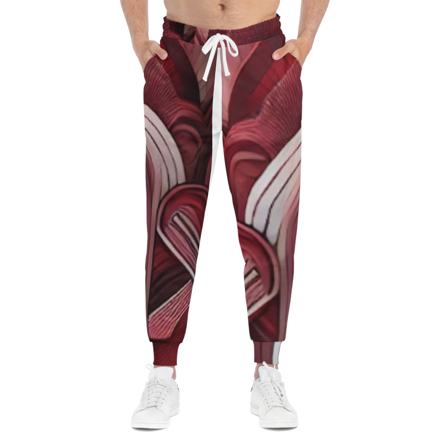 Stylish Athletic Joggers with Abstract Red Design - Comfortable Sportswear for Active Lifestyles