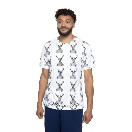 Men's Sports Jersey - Striped Antler Design Tee for Active Lifestyle